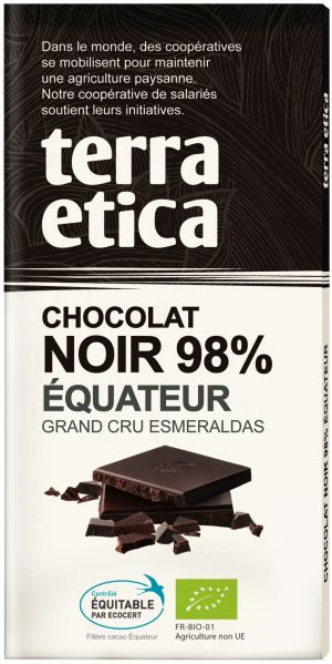 Czekolada Gorzka 98% Ekwador Fair Trade Bio 100 g - Terra Etica