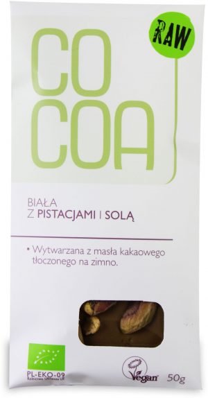 Czekolada Biała z Pistacjami i Solą Bio 50 g - Cocoa