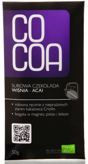 Czekolada Surowa Wiśnia- Acai Bio 50 g - Cocoa
