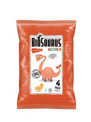 Chrupki Kukurydziane o Smaku Ketchupowym Bezglutenowym Bio (4X15 G) - Biosaurus